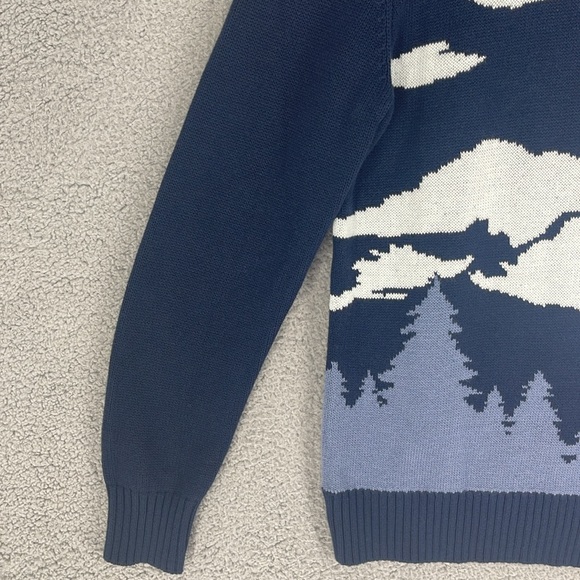 Express blue crew neck long sleeve tree’s scene sweater mens medium pullover - Picture 5 of 13